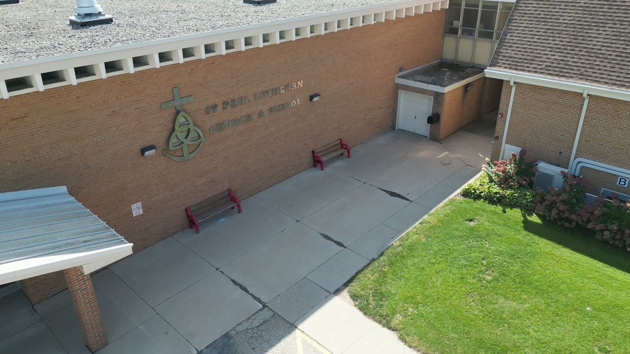 Brick lettering for St. Paul Lutheran Church and School.